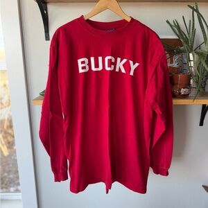 Vintage Jansport Bucky Wisconsin Badgers Long Sleeve Cotton Crewneck Shirt Large